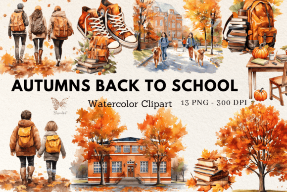 Autumns Back to School Watercolor