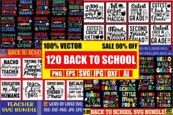 Back to School Mega Bundle: 120 Designs