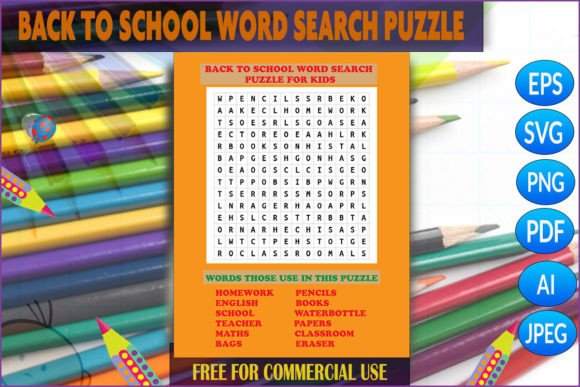 Back to School Word Search Puzzle Kids